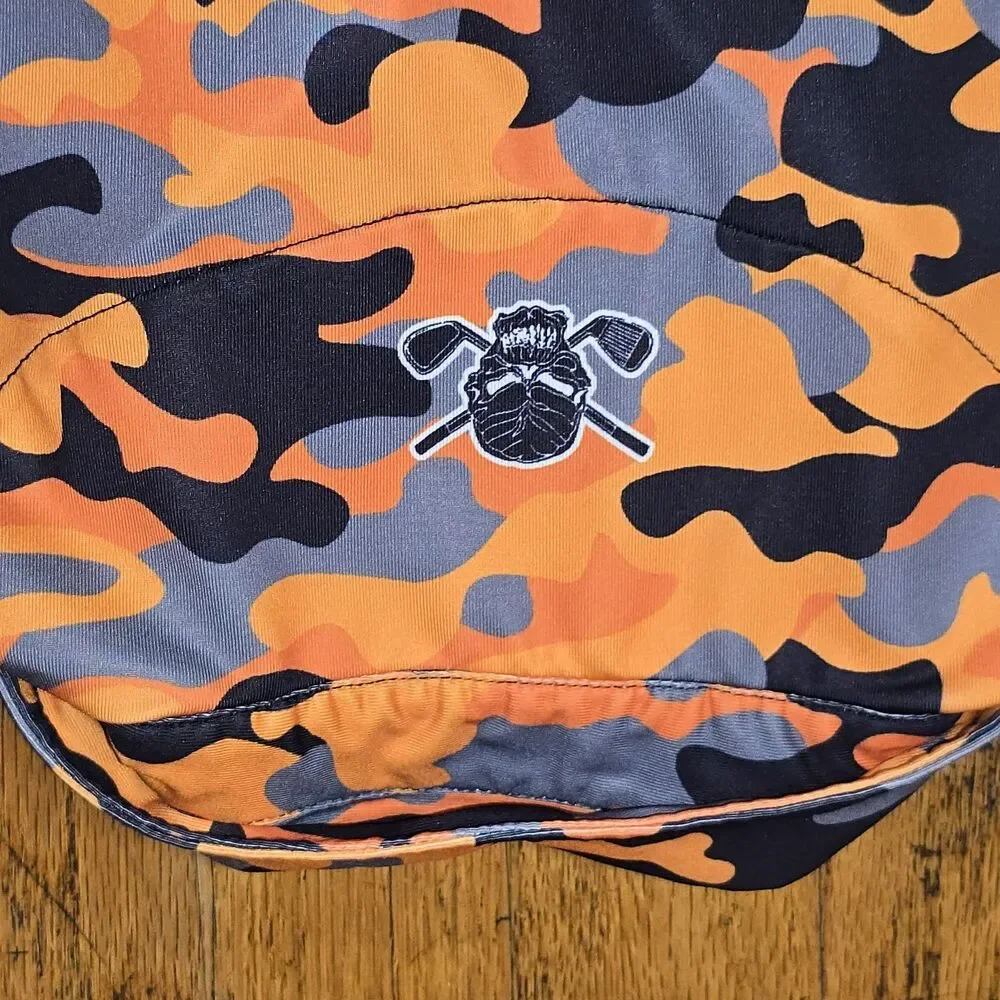 Tattoo Golf Camo Cool Collection Golf Shirt Mens L Orange Camo Stretch Skull